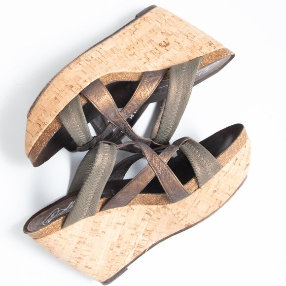 Donald J. Pliner Bethia Shoes  Cork Wedge Platform Metallic Bronze Size 8 - Picture 3 of 9